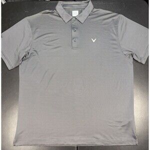 Callaway Polo Shirt Mens XL Black Dark Gray Striiped Golf Performance *